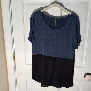 Design Lab Lord & Taylor Top, Navy and Black Short Sleeve